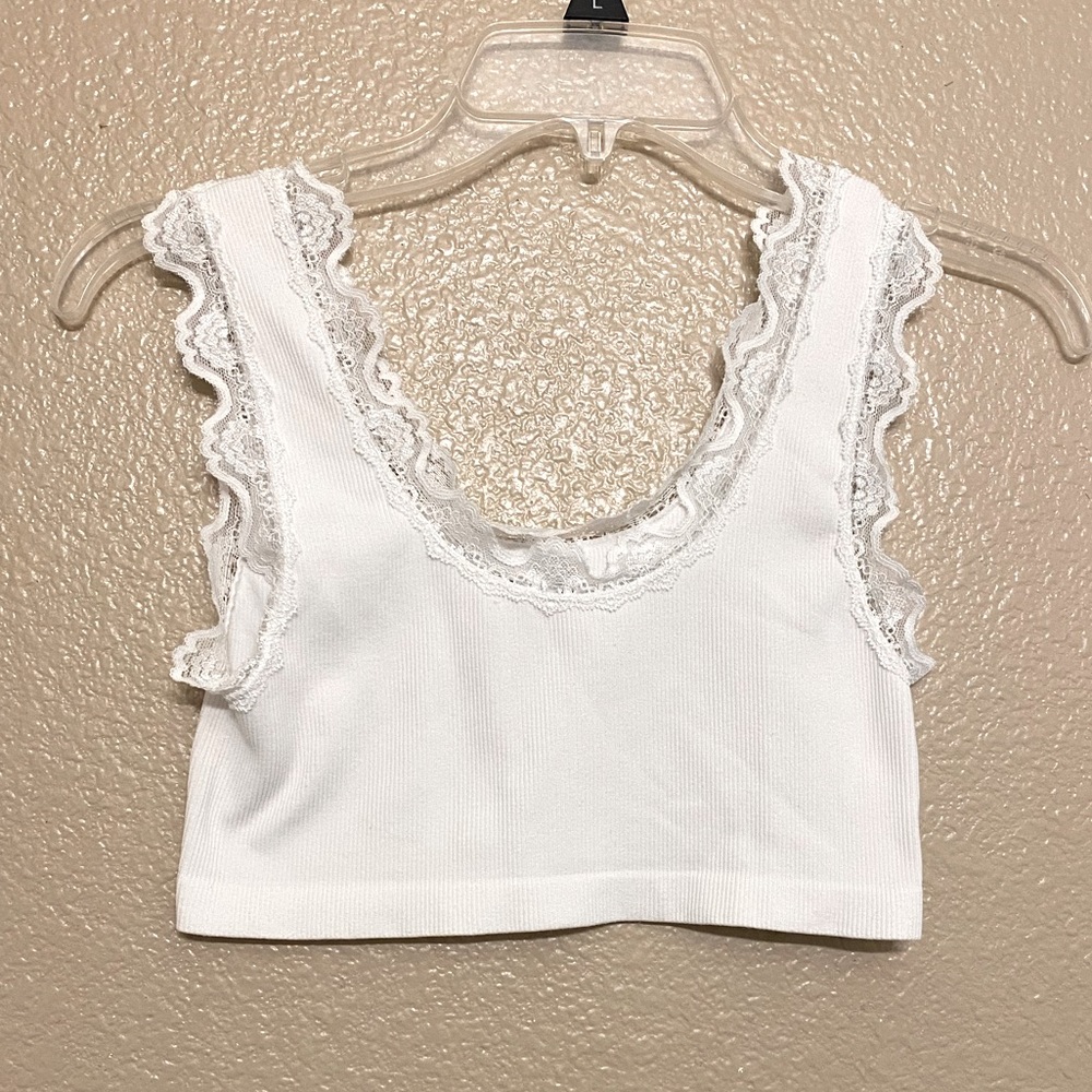 Wide Strap Lace Front Brami Crop Top